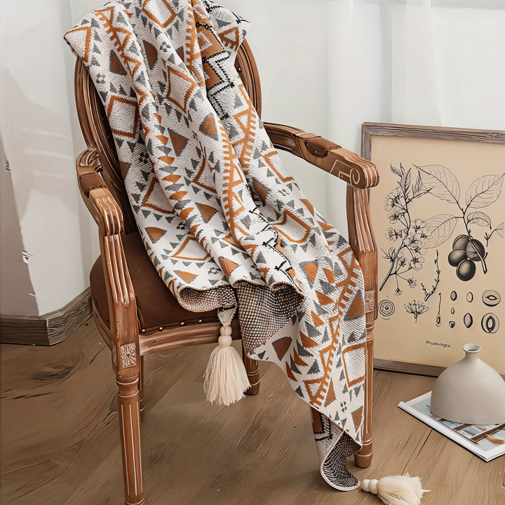Lisslune | VIVIDLOOM – Geometric Boho Fleece Blanket