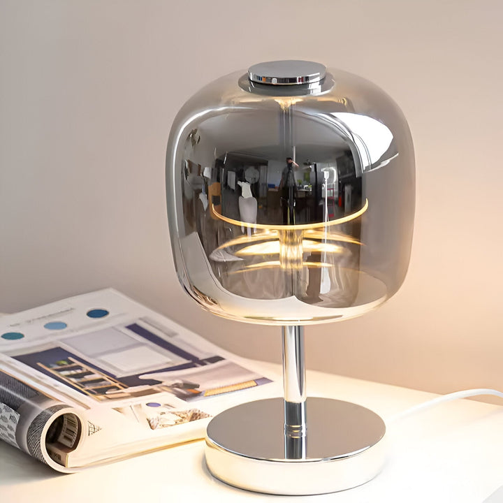 Lisslune | Gleam Lamp - Stylish smoky gray glass lamp USB-powered dimmable light