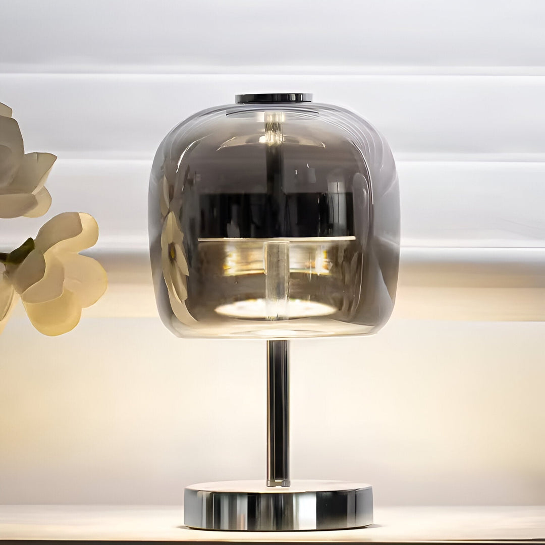 Lisslune | Gleam Lamp - Stylish smoky gray glass lamp USB-powered dimmable light