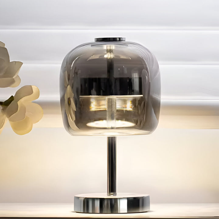 Lisslune | Gleam Lamp - Stylish smoky gray glass lamp USB-powered dimmable light
