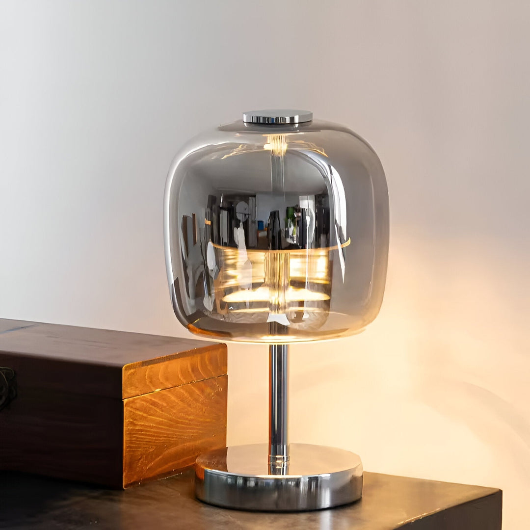 Lisslune | Gleam Lamp - Stylish smoky gray glass lamp USB-powered dimmable light