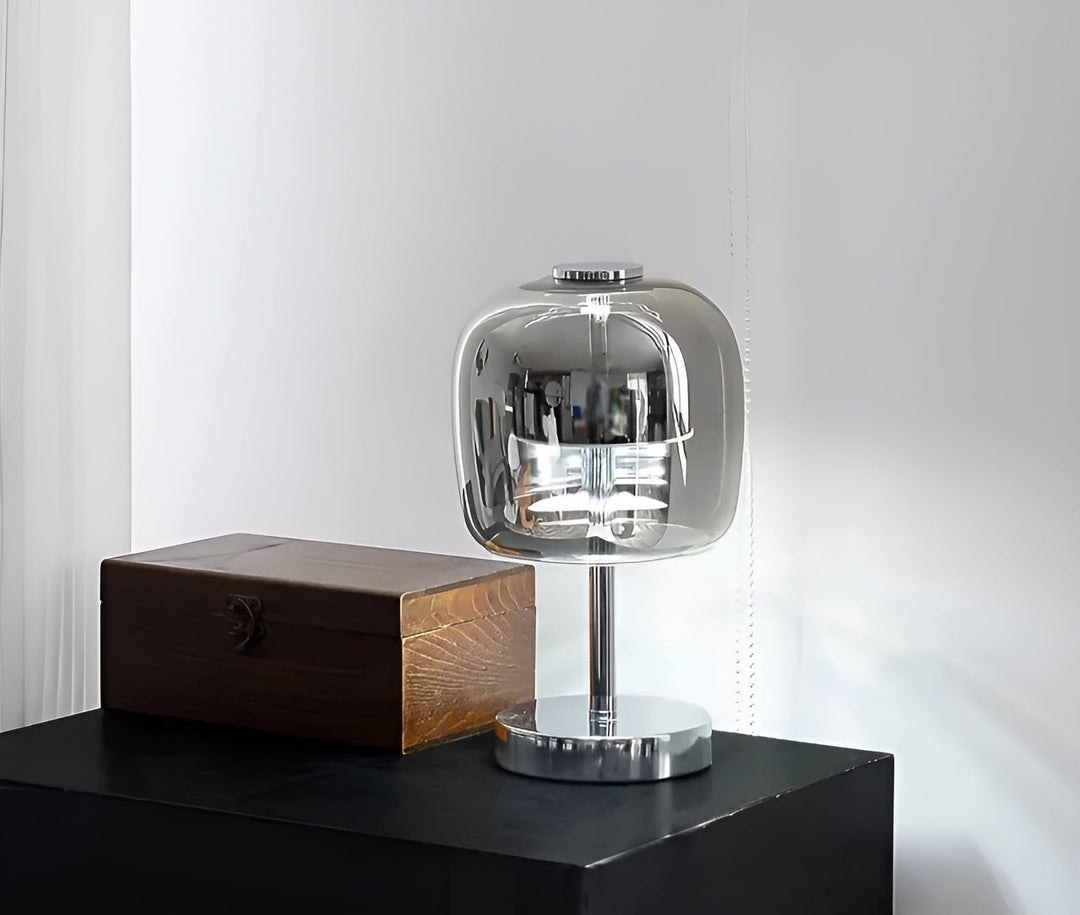 Lisslune | Gleam Lamp - Stylish smoky gray glass lamp USB-powered dimmable light