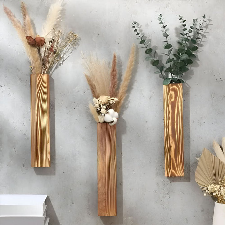 Lisslune | Wooden Wall Vase Rectangular Plant Shelf 30 cm