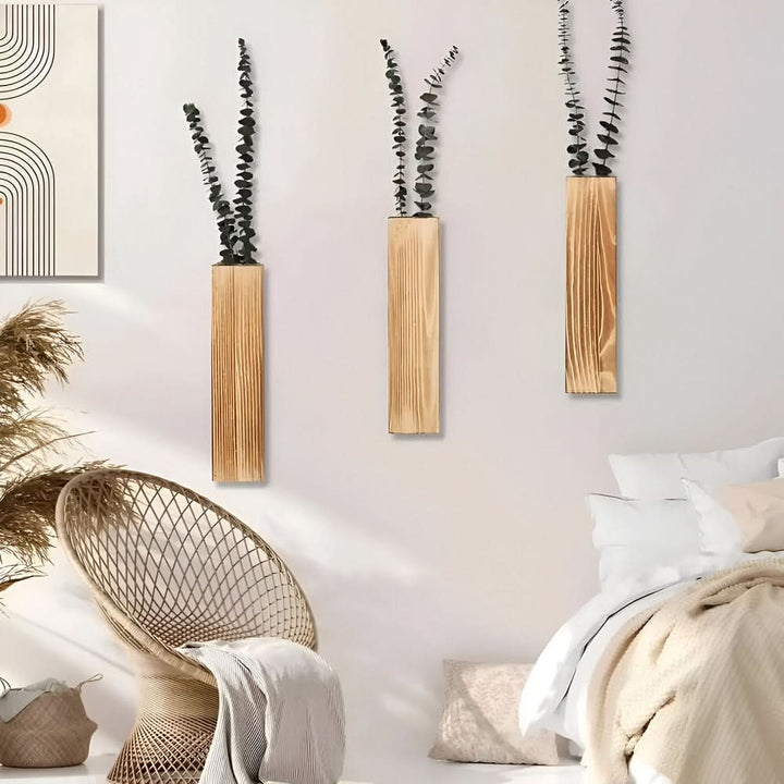 Lisslune | Wooden Wall Vase Rectangular Plant Shelf 30 cm