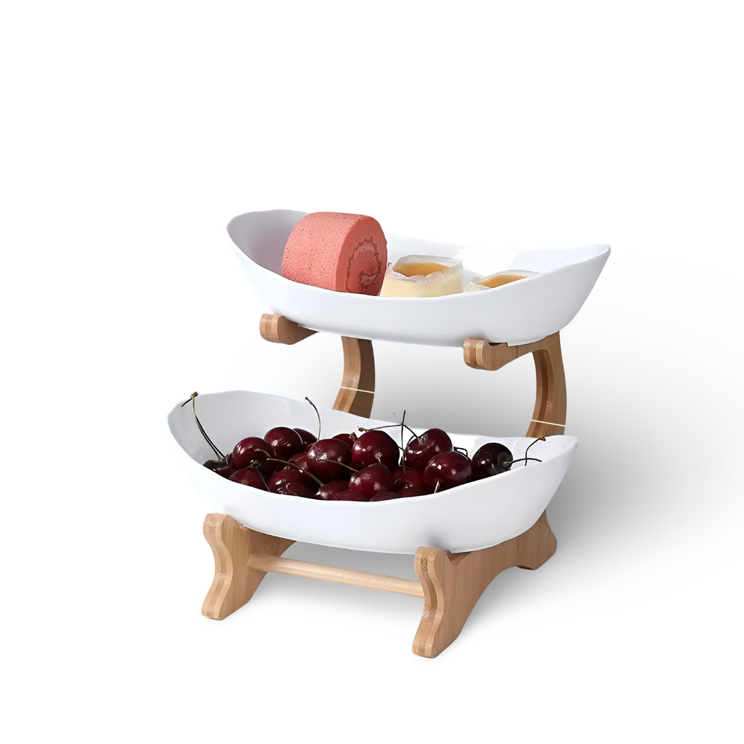 Lisslune | Wooden Tiered Fruit Bowl – Modern Multi-Layer Snack & Fruit Display Stand