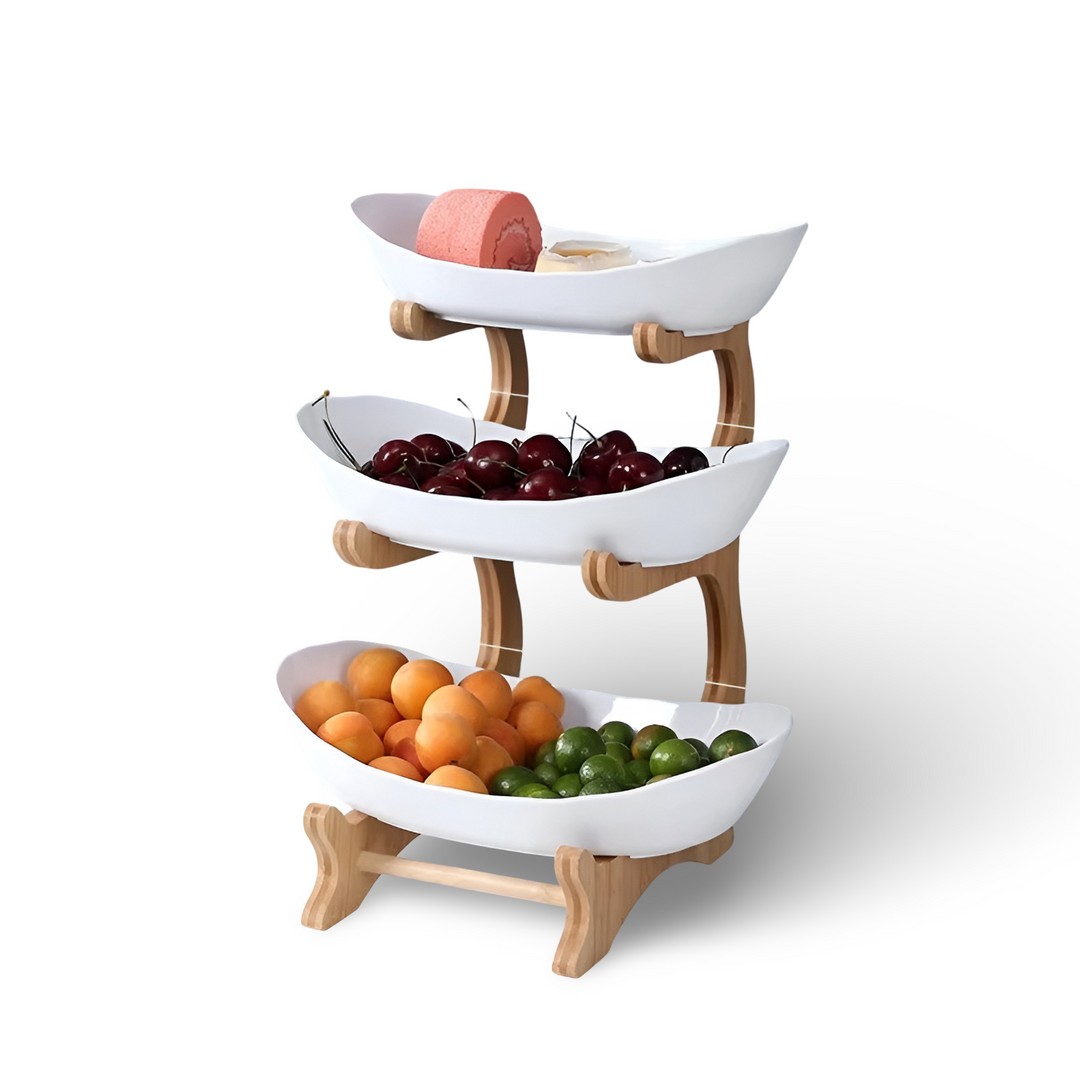 Lisslune | Wooden Tiered Fruit Bowl – Modern Multi-Layer Snack & Fruit Display Stand