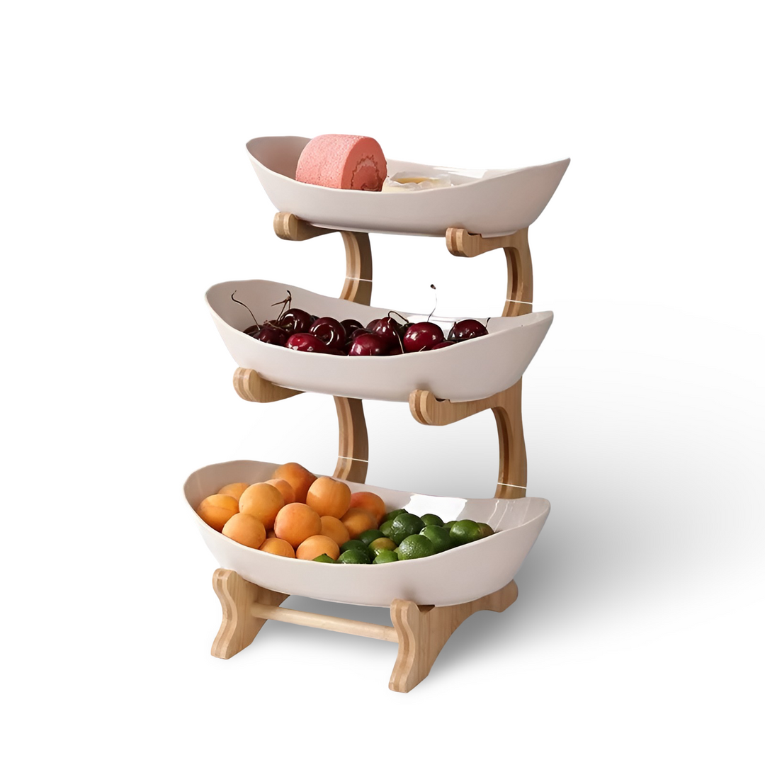 Lisslune | Wooden Tiered Fruit Bowl – Modern Multi-Layer Snack & Fruit Display Stand