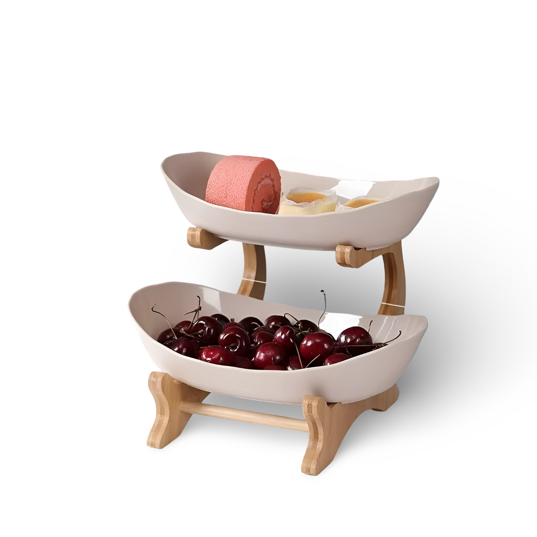 Lisslune | Wooden Tiered Fruit Bowl – Modern Multi-Layer Snack & Fruit Display Stand