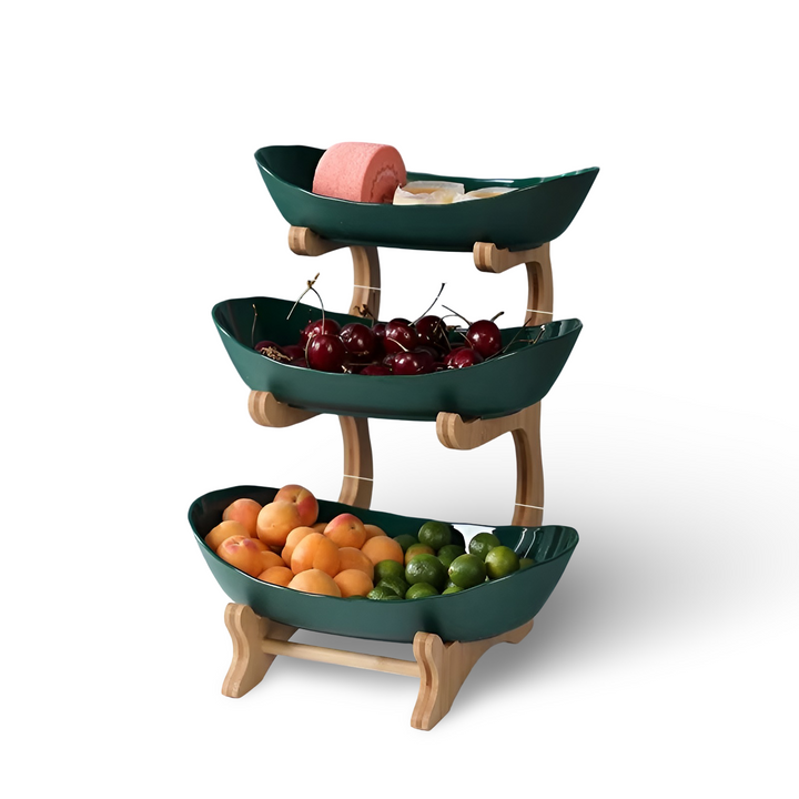 Lisslune | Wooden Tiered Fruit Bowl – Modern Multi-Layer Snack & Fruit Display Stand