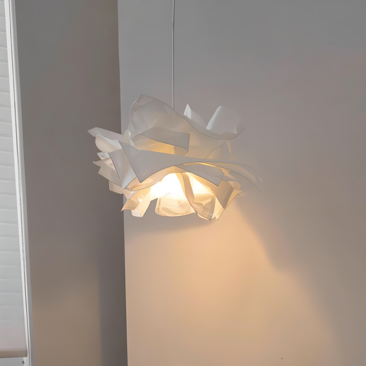 Lisslune | ShadeGlow Adjustable Pendant Light with Sculpted Paper Shade Design