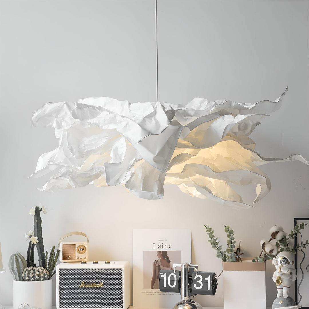 Lisslune | ShadeGlow Adjustable Pendant Light with Sculpted Paper Shade Design