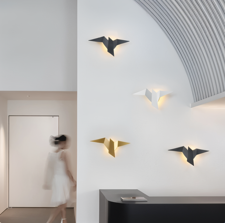 Lisslune | OriTori Wall Light - Geometric Origami Bird Wall Light - Japanese Style Wall Light Design