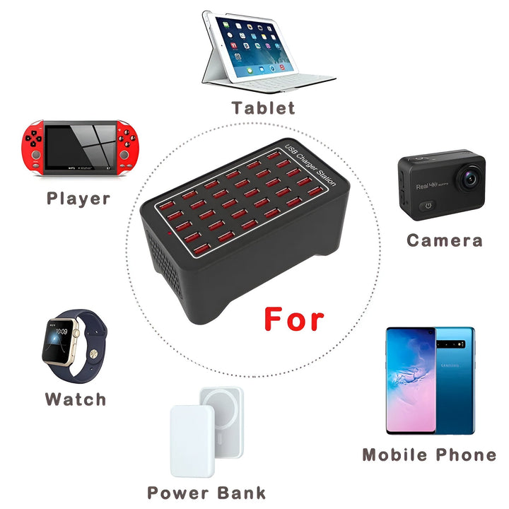 Lisslune | PowerPort Pro 30 - Universal Multi-USB Charging Station with 30 Ports