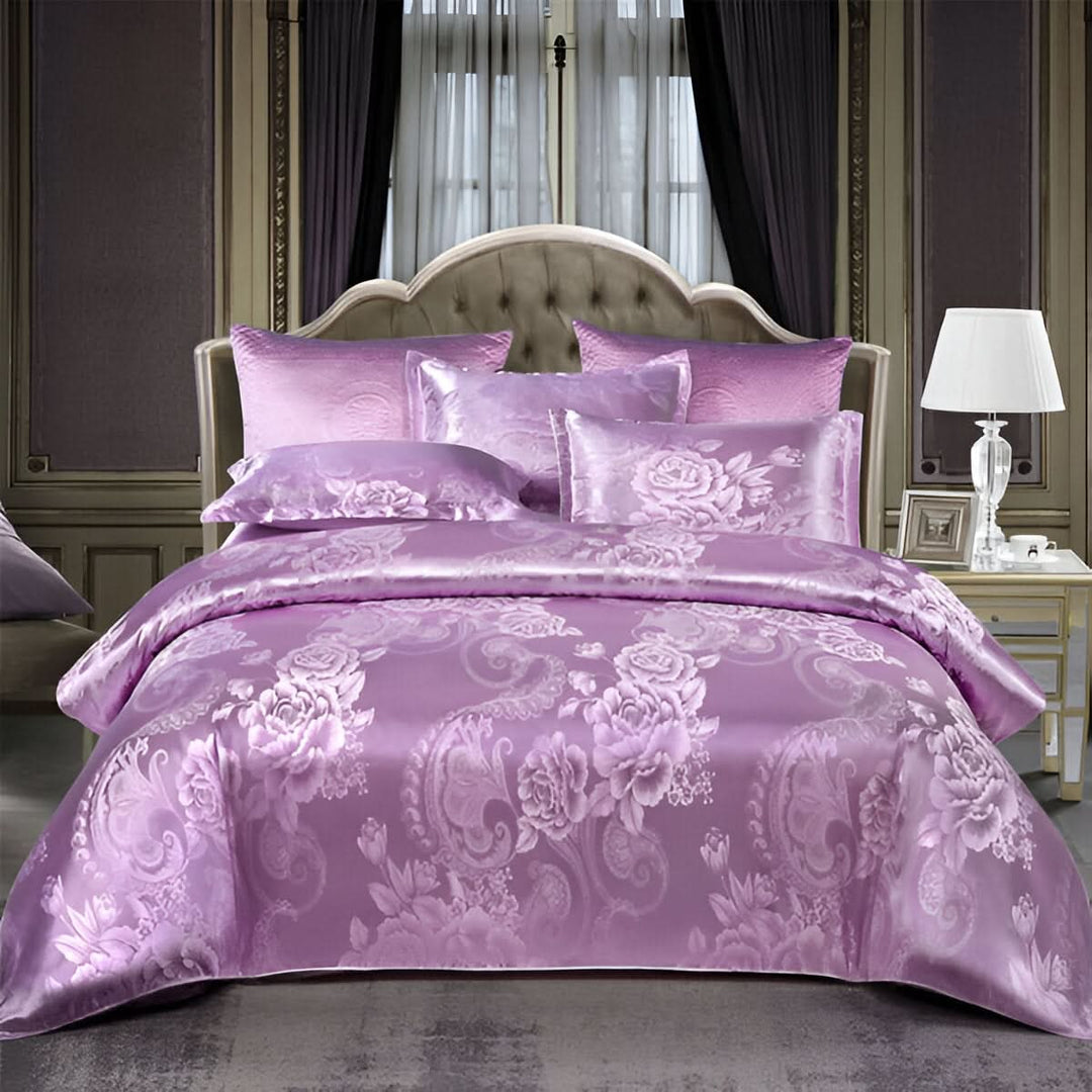 Lisslune | SILKLOFT – Elegant Satin Jacquard Bed Linen Set