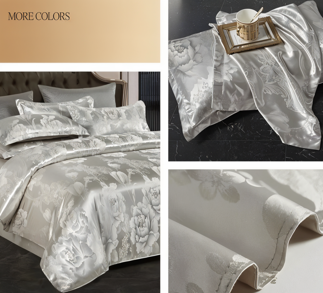 Lisslune | SILKLOFT – Elegant Satin Jacquard Bed Linen Set