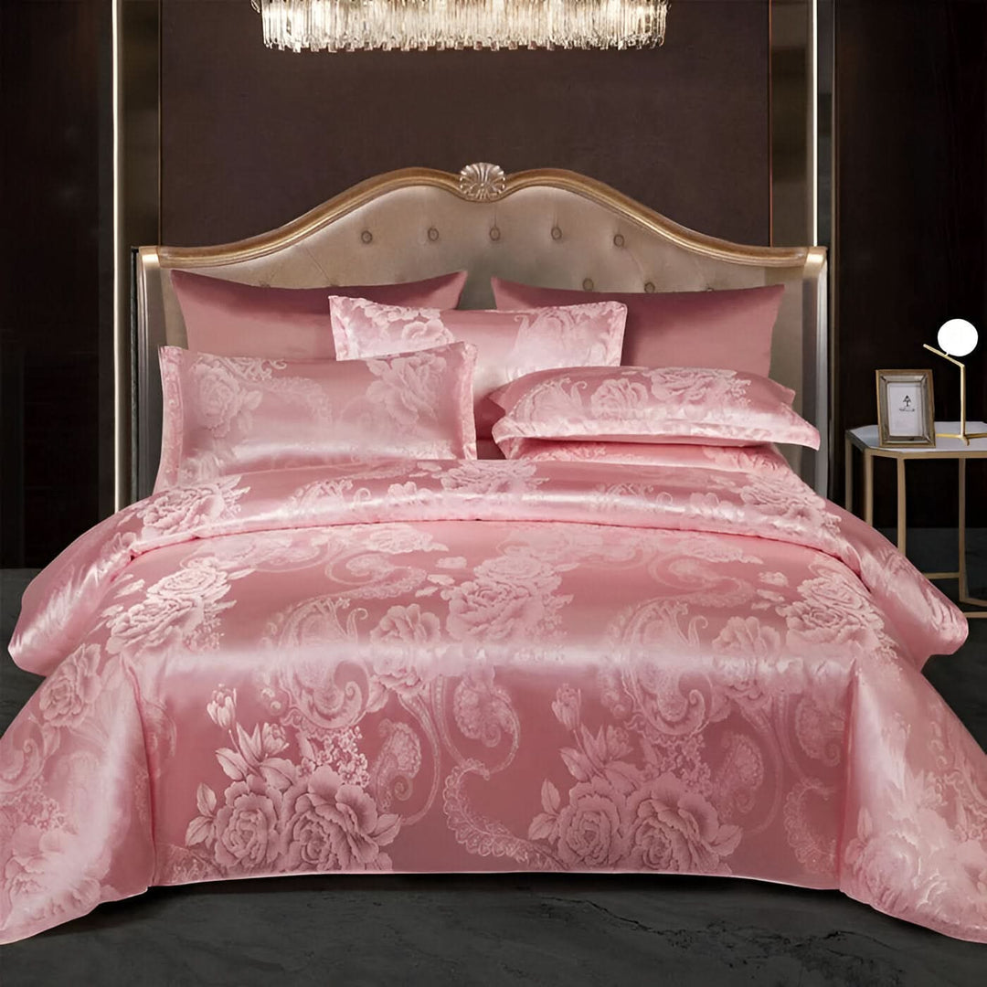Lisslune | SILKLOFT – Elegant Satin Jacquard Bed Linen Set