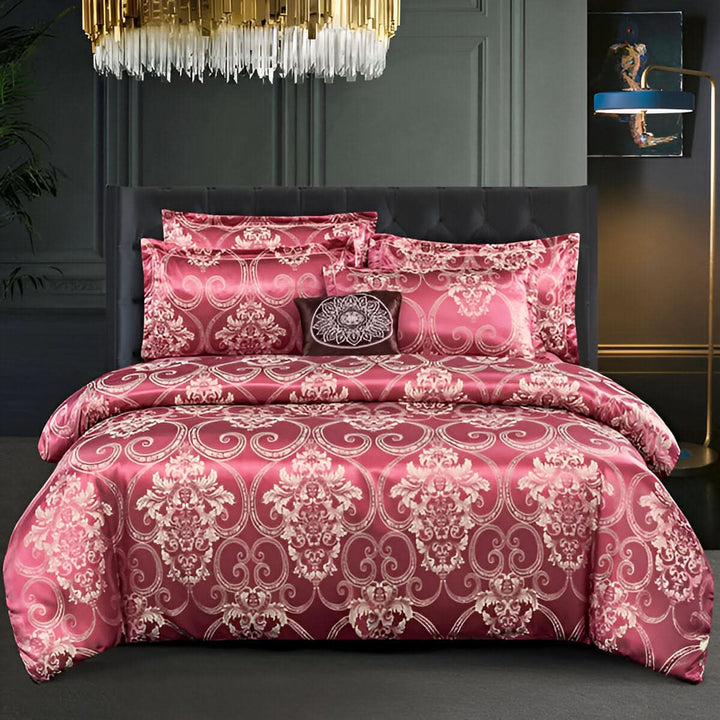 Lisslune | SILKLOFT – Elegant Satin Jacquard Bed Linen Set