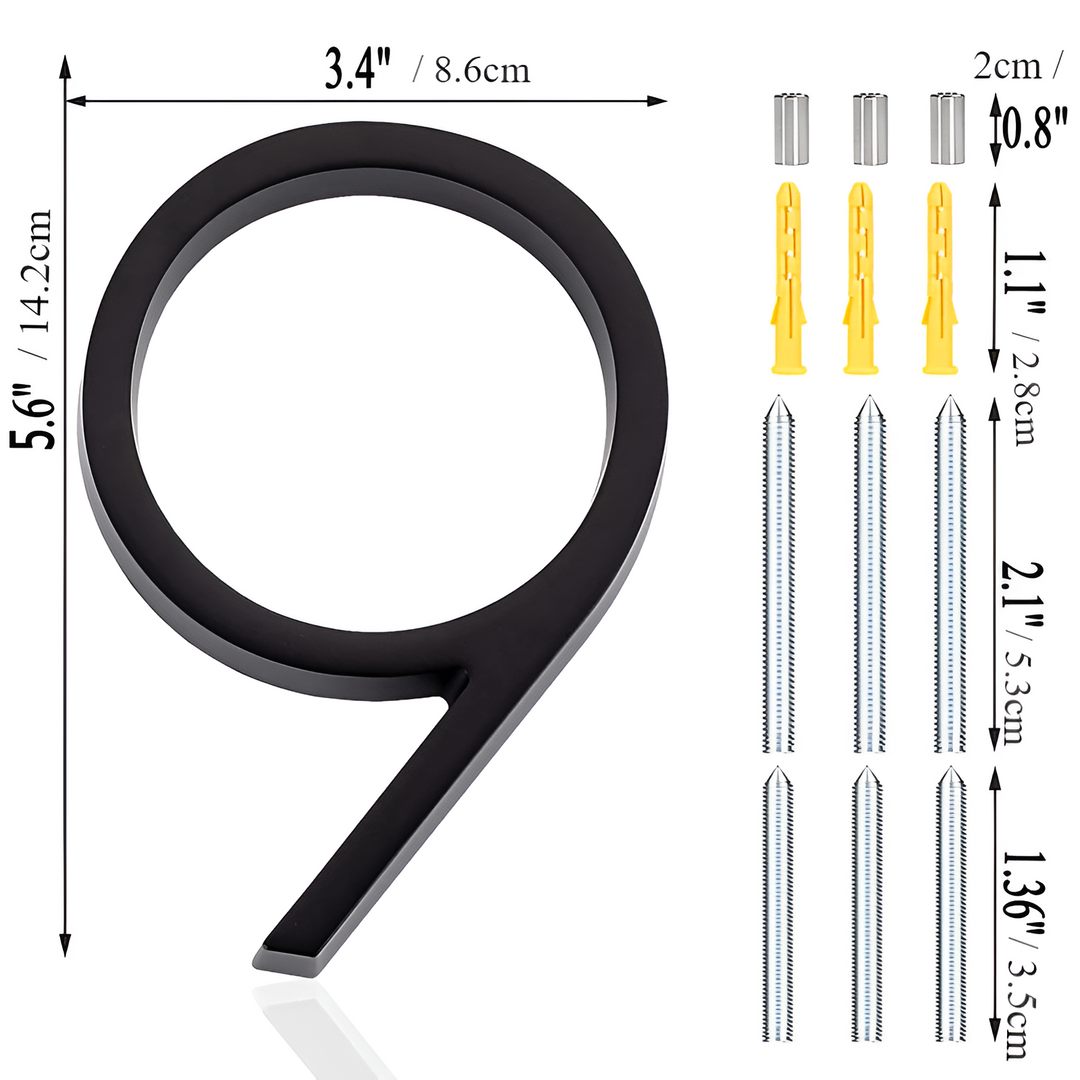 Lisslune | Black Full House Number - House Number Modern - House Number Sign