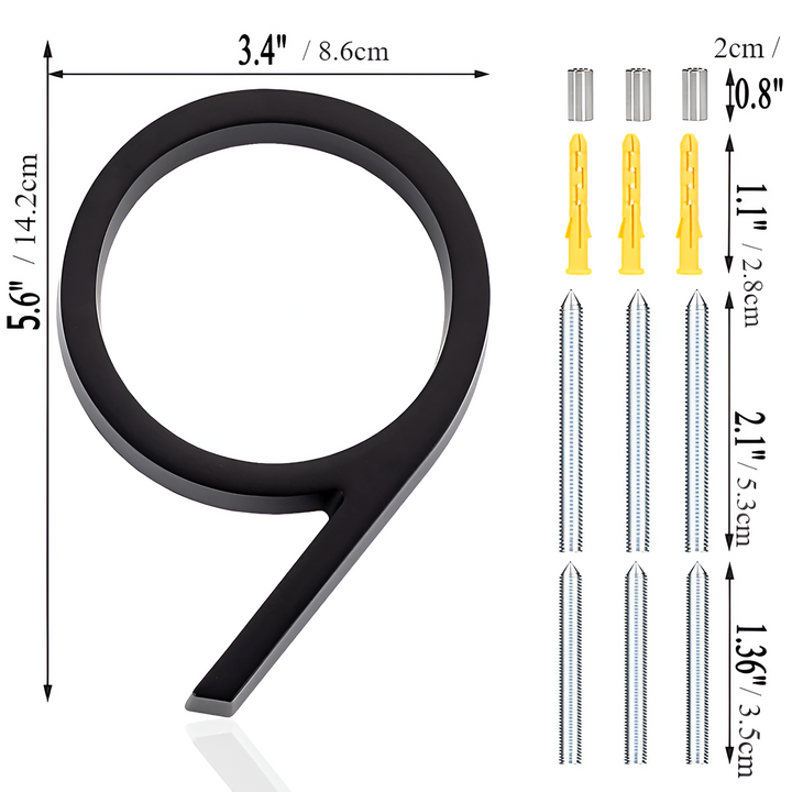 Lisslune | Black Full House Number - House Number Modern - House Number Sign