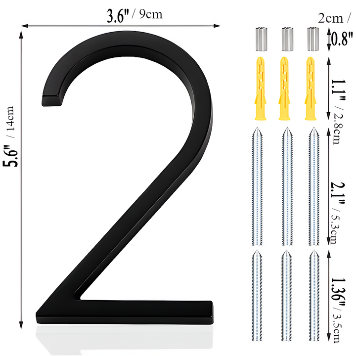 Lisslune | Black Full House Number - House Number Modern - House Number Sign