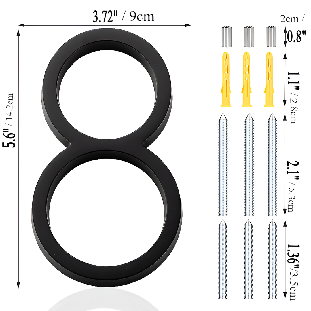 Lisslune | Black Full House Number - House Number Modern - House Number Sign