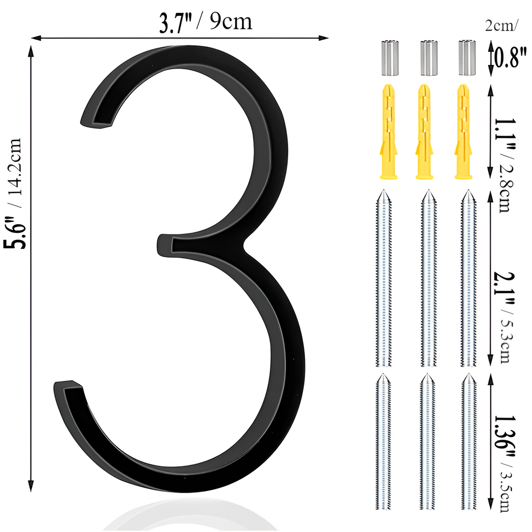 Lisslune | Black Full House Number - House Number Modern - House Number Sign