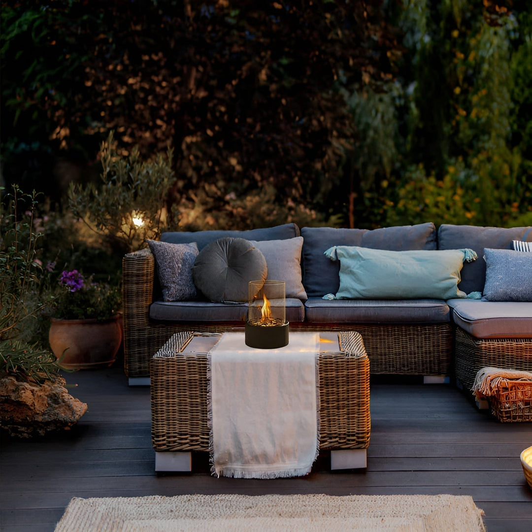 Lisslune | Stylish black metal base table fire pit