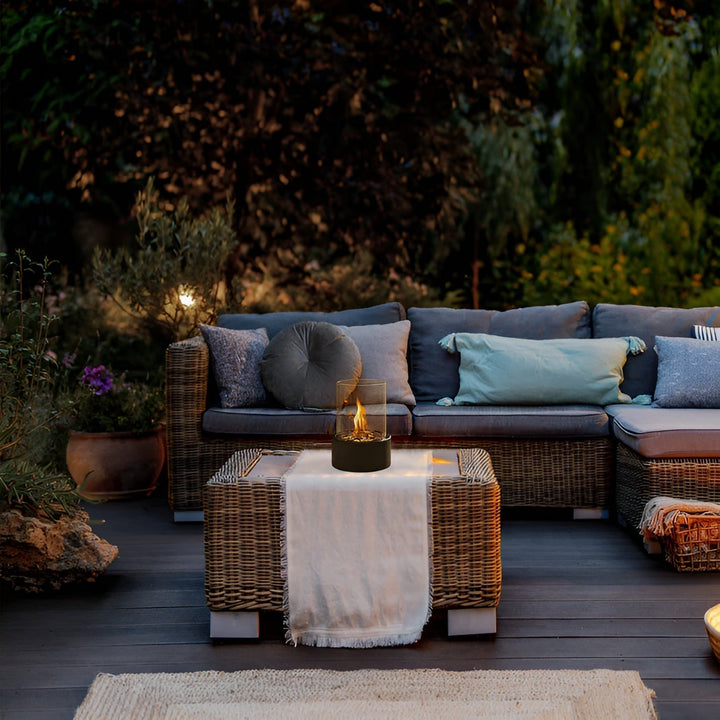 Lisslune | Stylish black metal base table fire pit