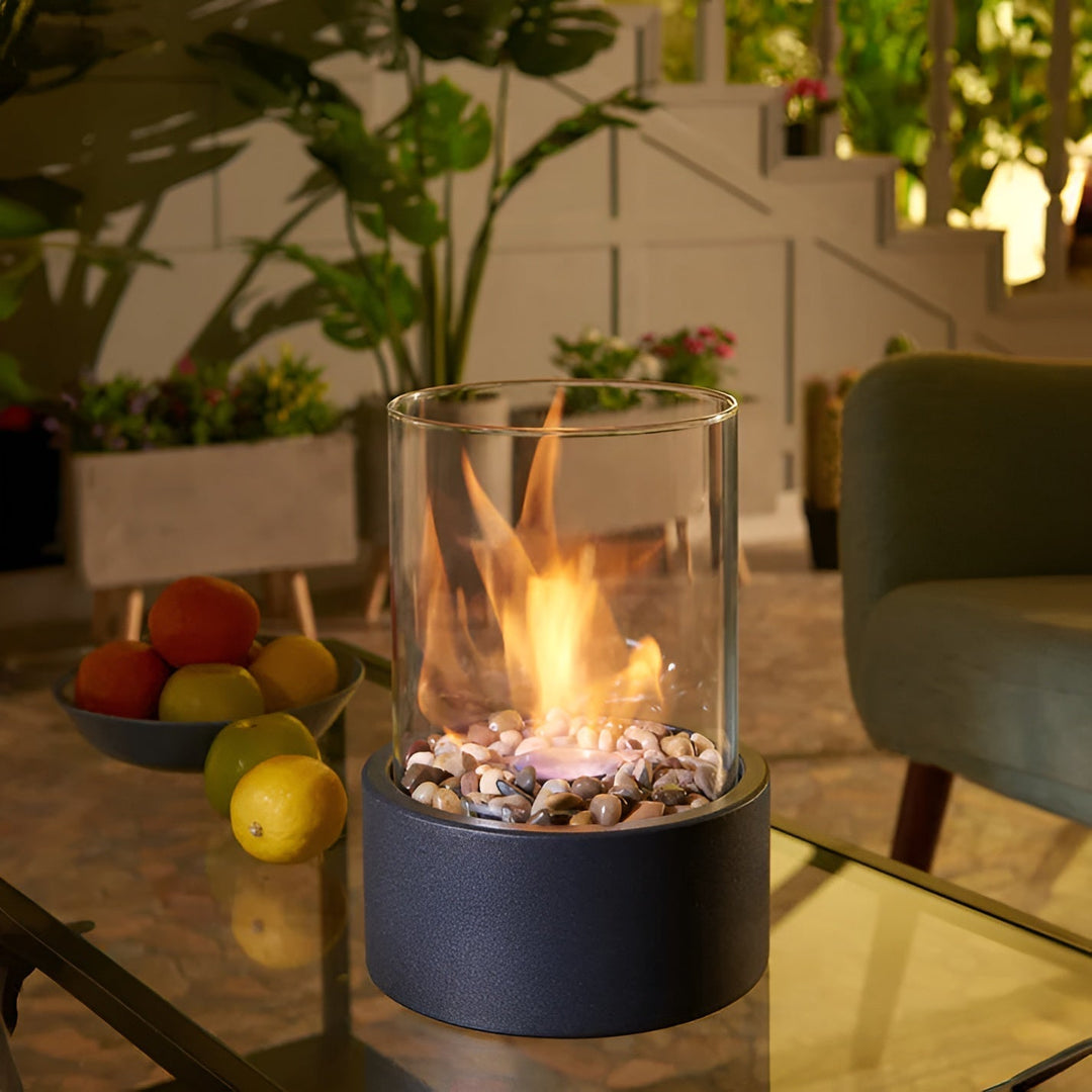 Lisslune | Stylish black metal base table fire pit