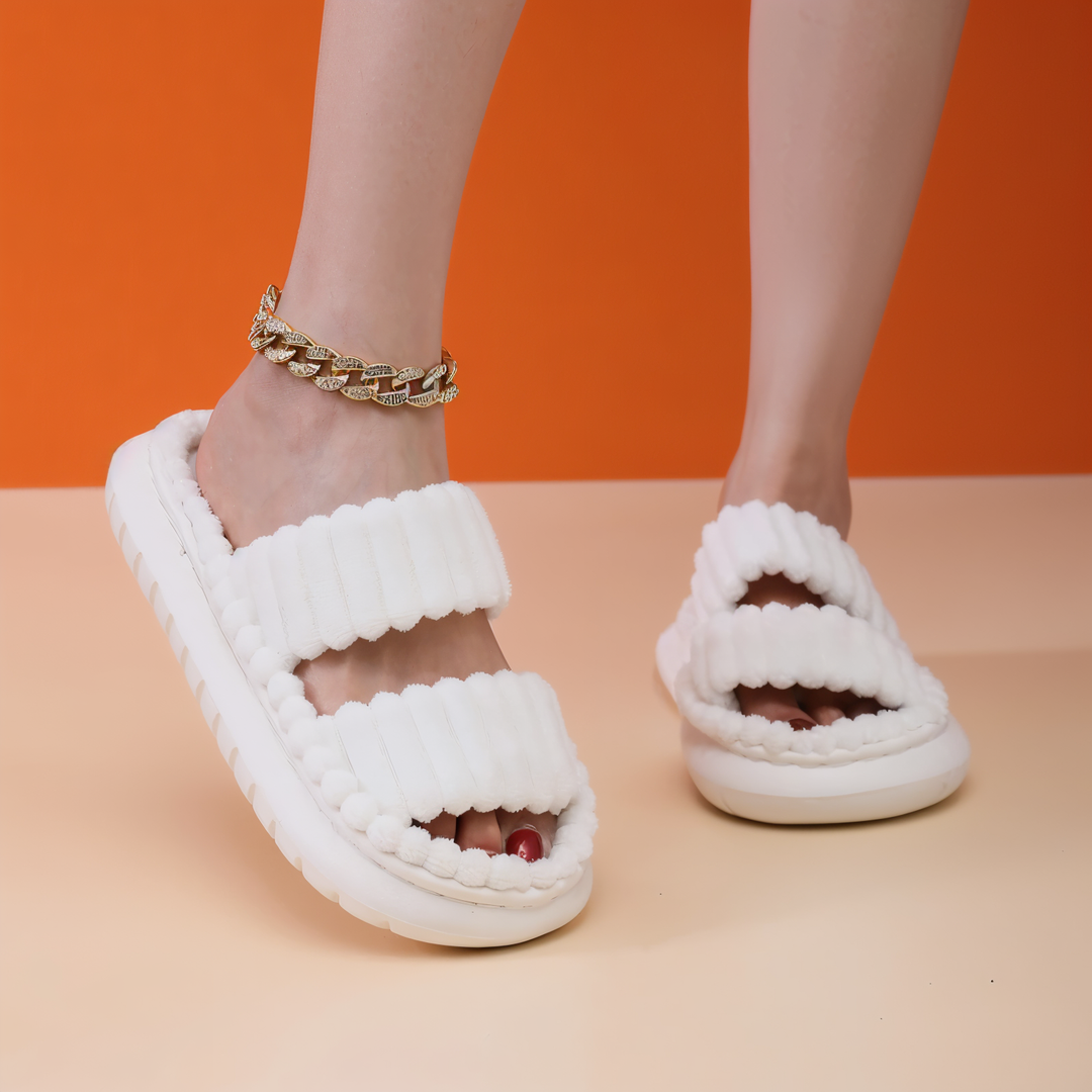 Lisslune | Sofie - Plush Lined Slippers with Cross Band