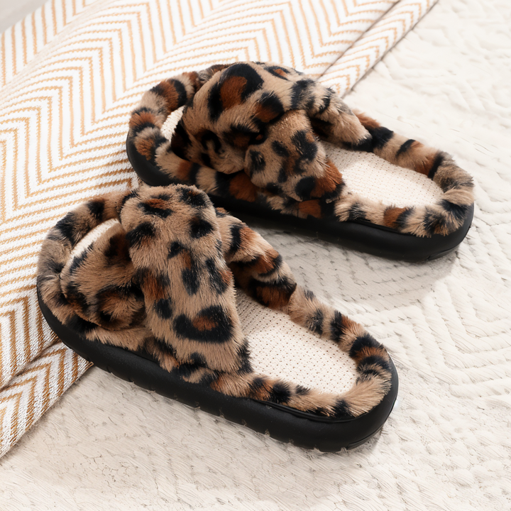 Lisslune | Sofie - Plush Lined Slippers with Cross Band