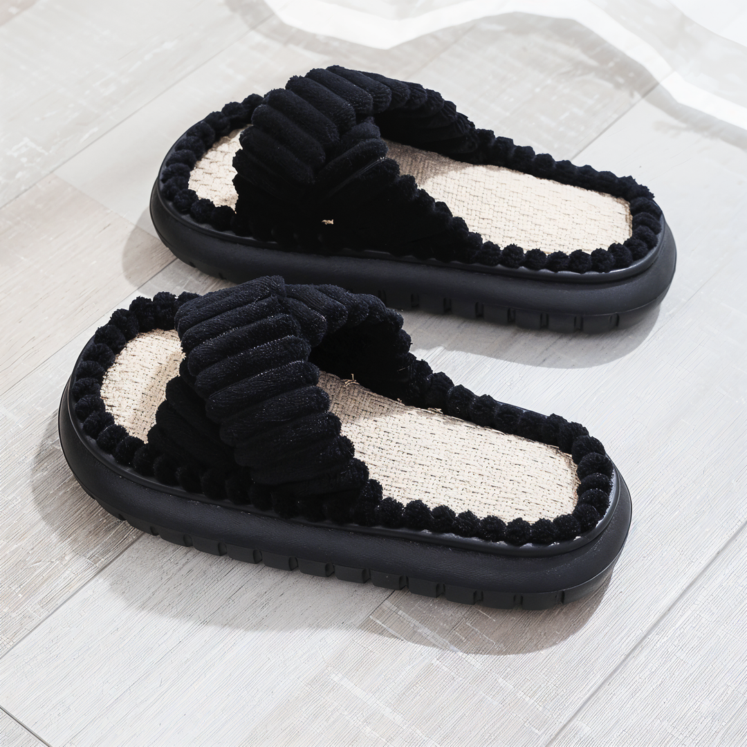 Lisslune | Sofie - Plush Lined Slippers with Cross Band