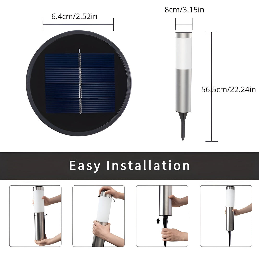 Lisslune | SolarShimmer - Stainless Steel Solar Post Lights Outdoor Lamp