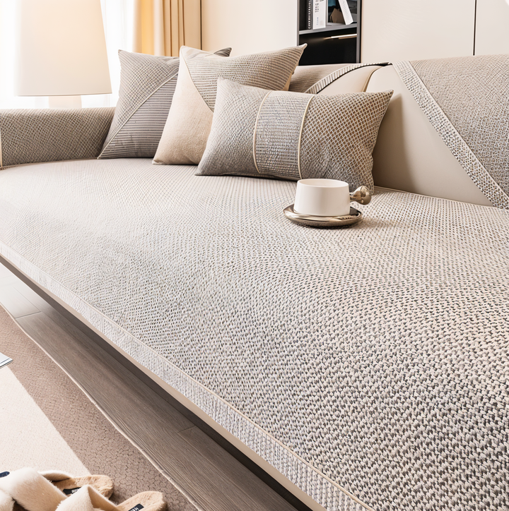 Lisslune | Solid Satin Sofa Cover – Non‑Slip Cotton & Polyester Protector