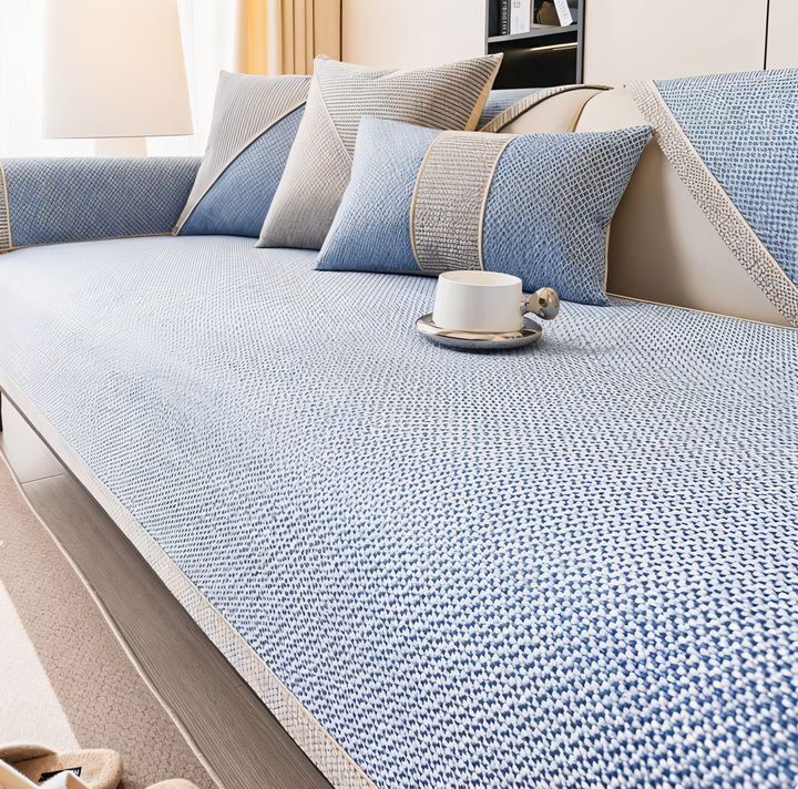 Lisslune | Solid Satin Sofa Cover – Non‑Slip Cotton & Polyester Protector
