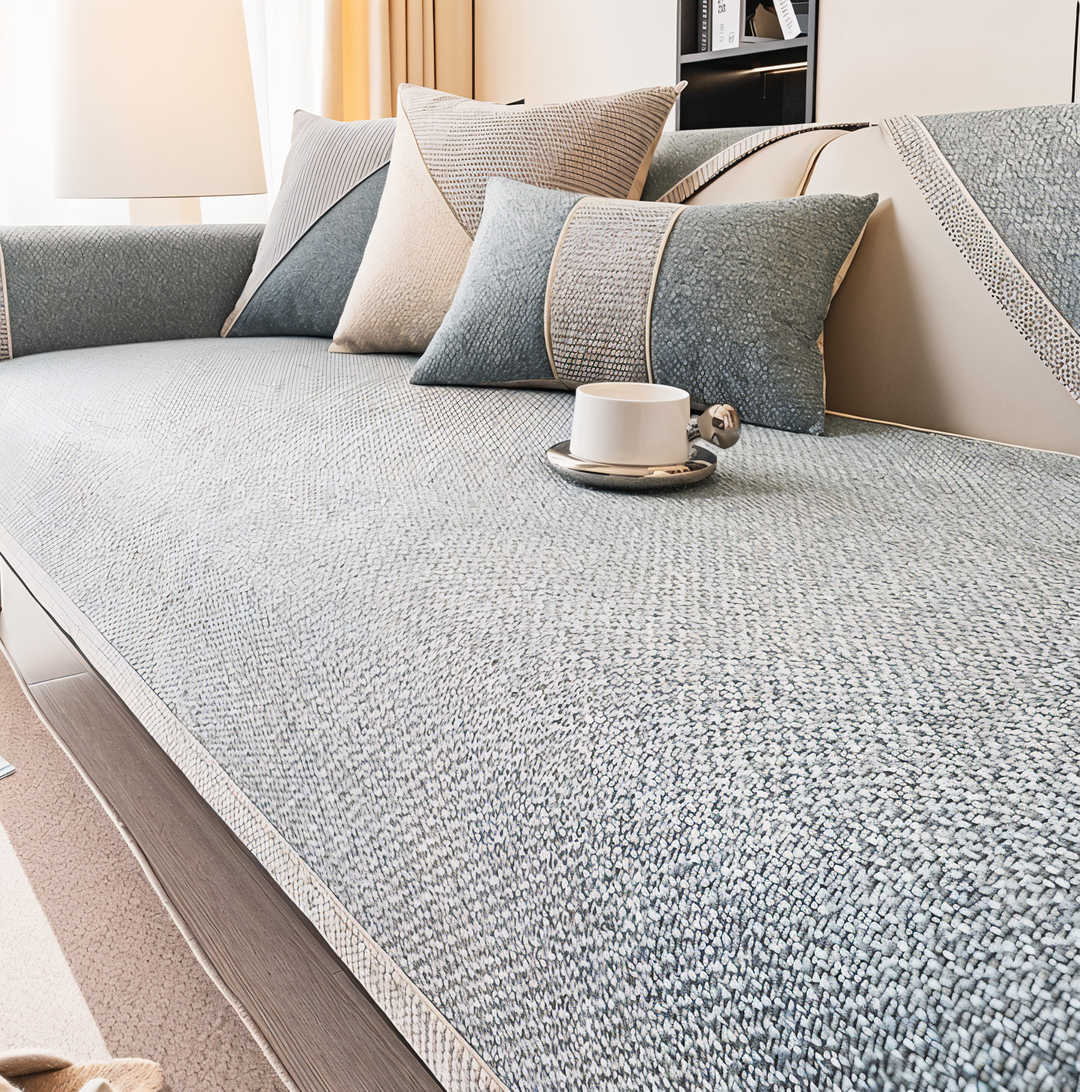 Lisslune | Solid Satin Sofa Cover – Non‑Slip Cotton & Polyester Protector
