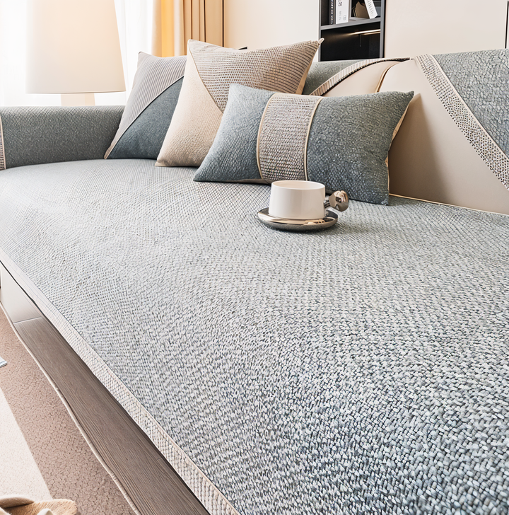 Lisslune | Solid Satin Sofa Cover – Non‑Slip Cotton & Polyester Protector