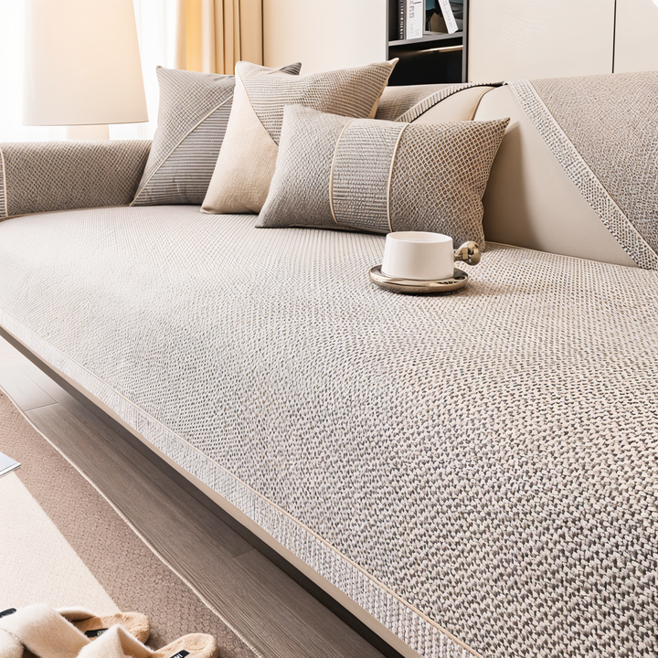 Lisslune | Solid Satin Sofa Cover – Non‑Slip Cotton & Polyester Protector