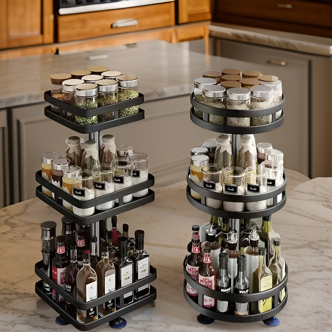 Lisslune | Spice Rack - 360° Rotatable Multi-Functional Shelf for the Kitchen - Organize with Ease!