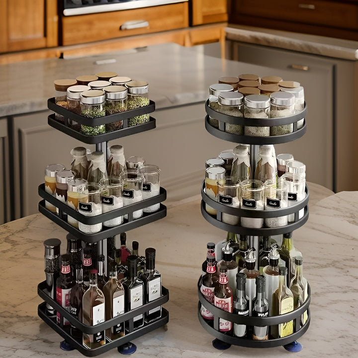 Lisslune | Spice Rack - 360° Rotatable Multi-Functional Shelf for the Kitchen - Organize with Ease!