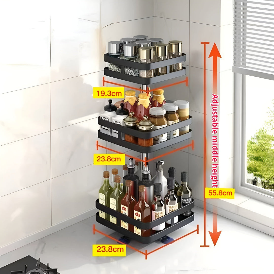 Lisslune | Spice Rack - 360° Rotatable Multi-Functional Shelf for the Kitchen - Organize with Ease!