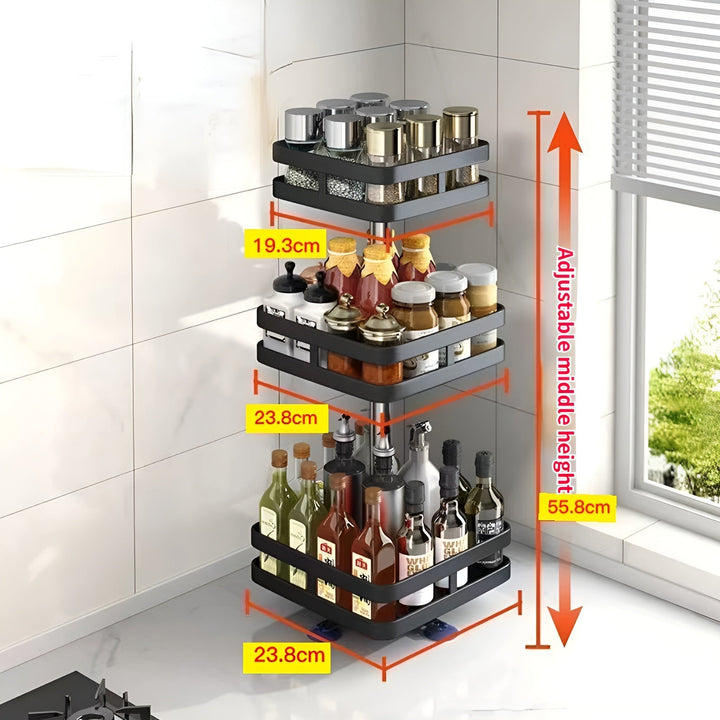 Lisslune | Spice Rack - 360° Rotatable Multi-Functional Shelf for the Kitchen - Organize with Ease!