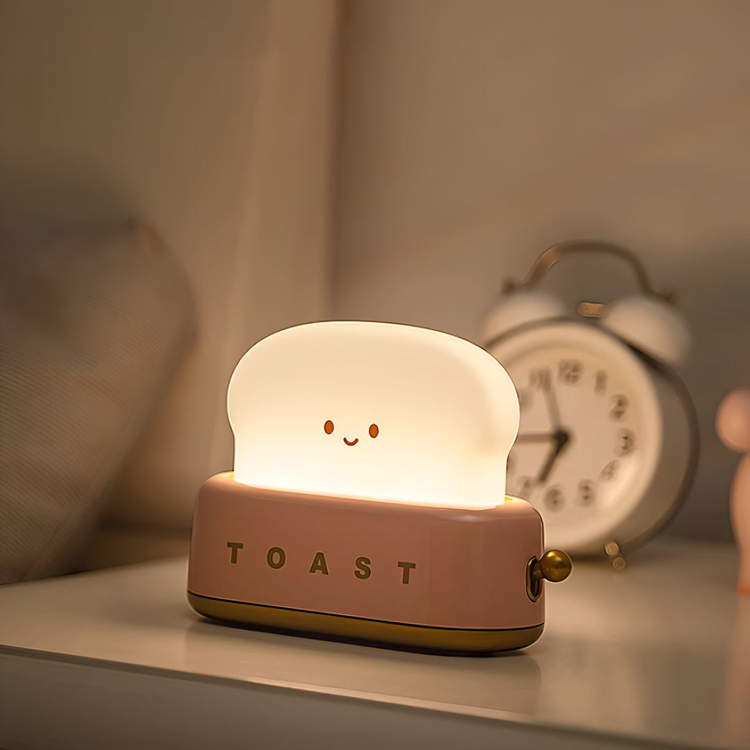 Lisslune | TinyToast Table Lamp – Portable Toaster-Shaped Night Light with Dimmable LED & USB Port
