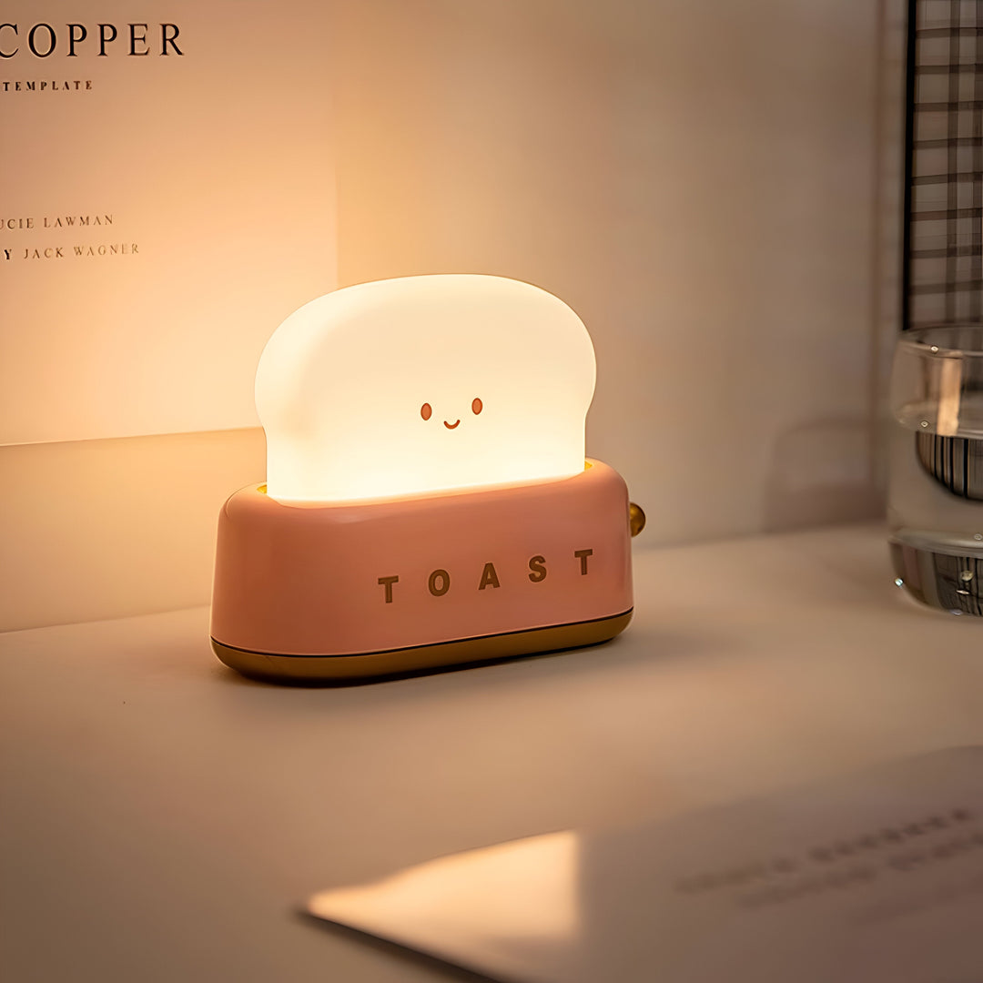 Lisslune | TinyToast Table Lamp – Portable Toaster-Shaped Night Light with Dimmable LED & USB Port