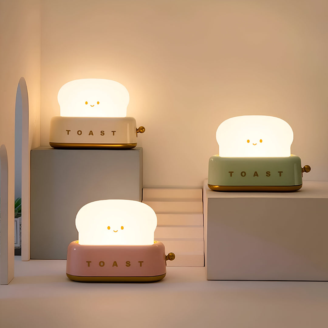 Lisslune | TinyToast Table Lamp – Portable Toaster-Shaped Night Light with Dimmable LED & USB Port