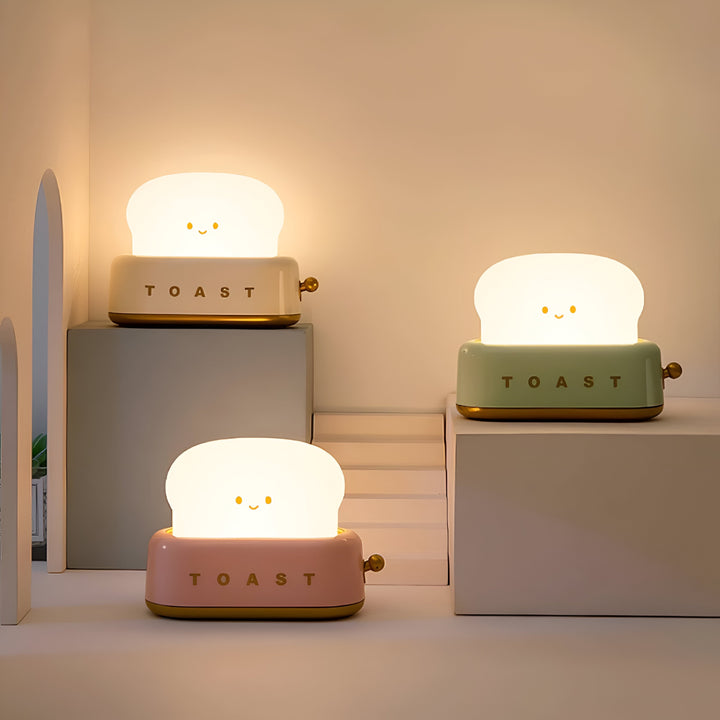 Lisslune | TinyToast Table Lamp – Portable Toaster-Shaped Night Light with Dimmable LED & USB Port
