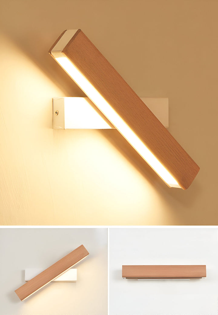 Lisslune | TwistLED Wall Lamp - 360° rotatable rectangular LED wall lamp made of wood