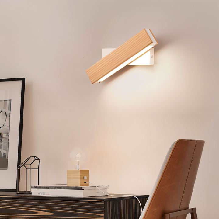 Lisslune | TwistLED Wall Lamp - 360° rotatable rectangular LED wall lamp made of wood