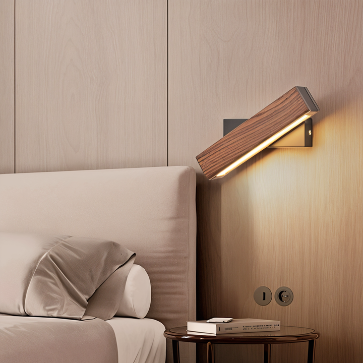Lisslune | TwistLED Wall Lamp - 360° rotatable rectangular LED wall lamp made of wood