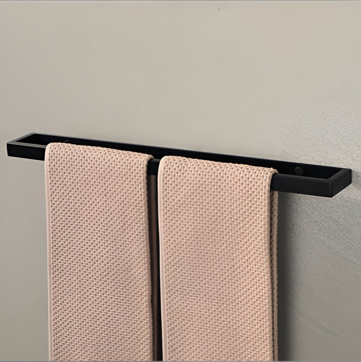 Lisslune | Uni-Black Stainless Steel Towel Rail – Matte Black Wall-Mounted Bathroom & Kitchen Holder